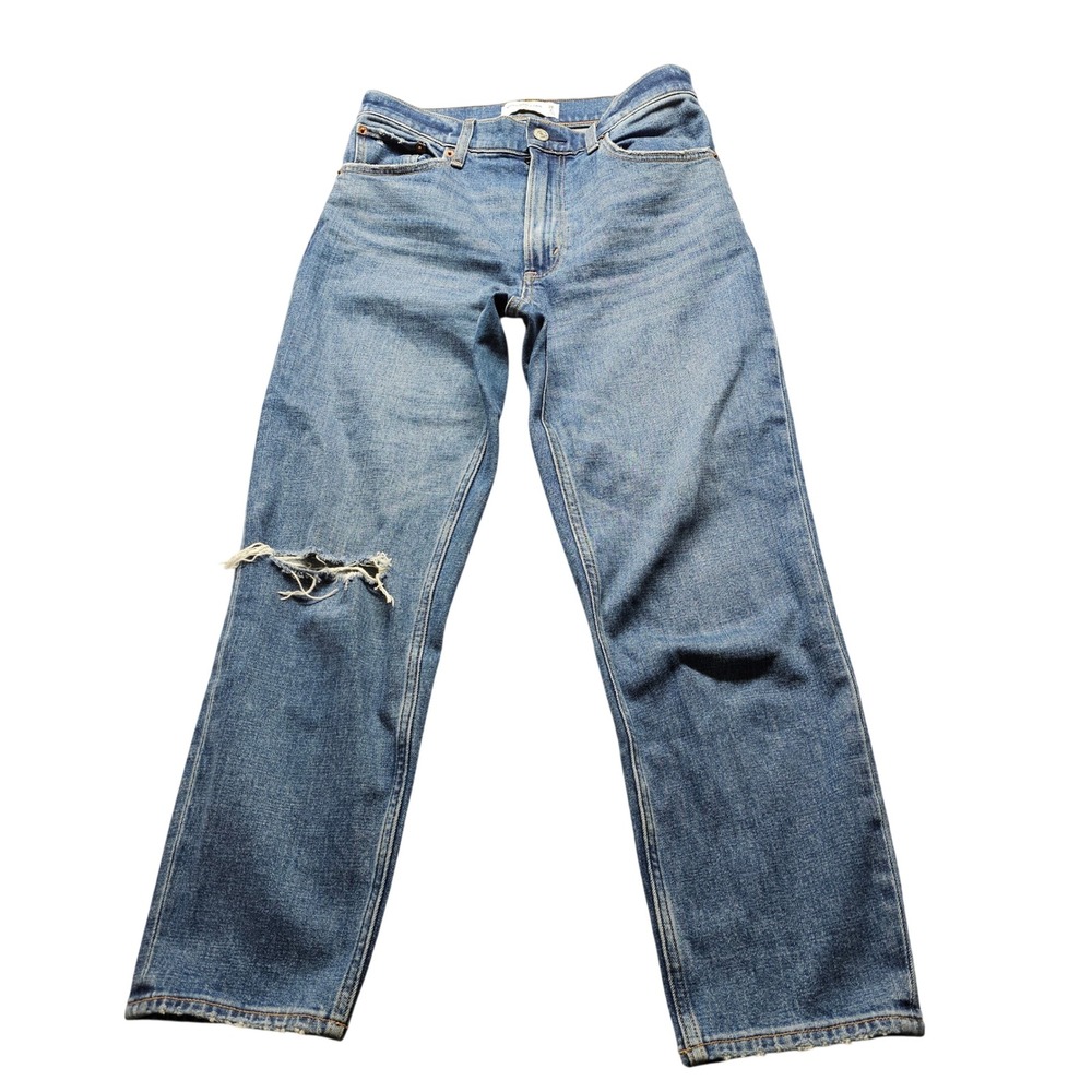 Abercrombie & Fitch The Mom High Rise Jeans 26 2S Blue Distressed Denim 4854